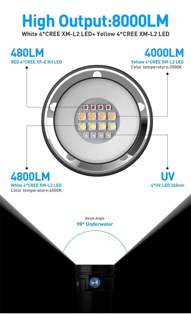 Divepro D80F 8000Lumens