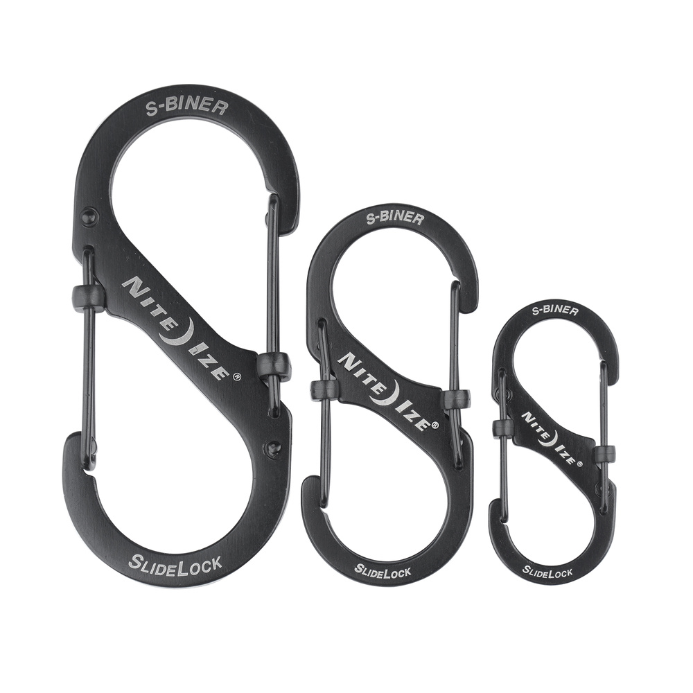 Nite Ize S-Biner SlideLock Set #2, #3, #4 - Black  Black