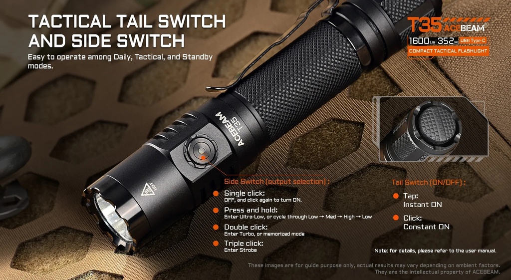 Acebeam T35 Compact Tactical Flashlight - Blue