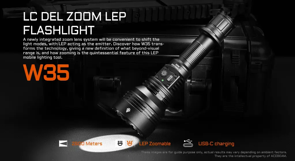 Acebeam W35 LC DEL Zoom LEP Flashlight