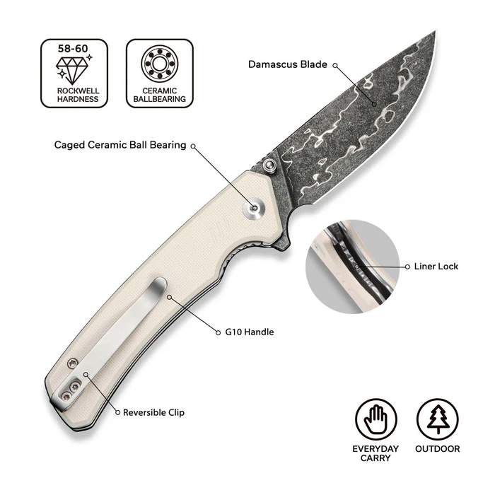 CIVIVI Merit Ivory G10 - Damascus Blade