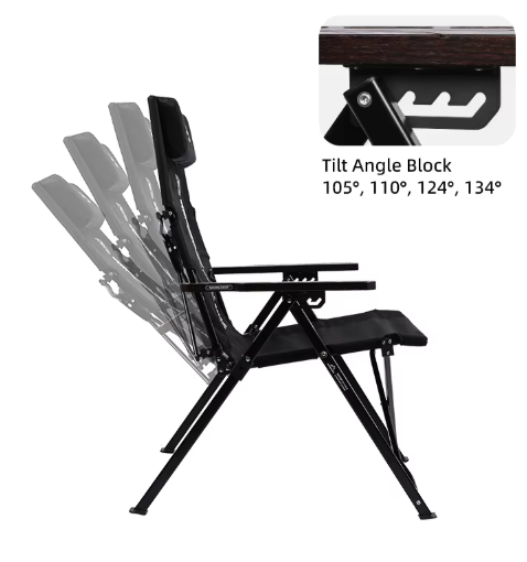 Shine trip adjustable folding chair - Black