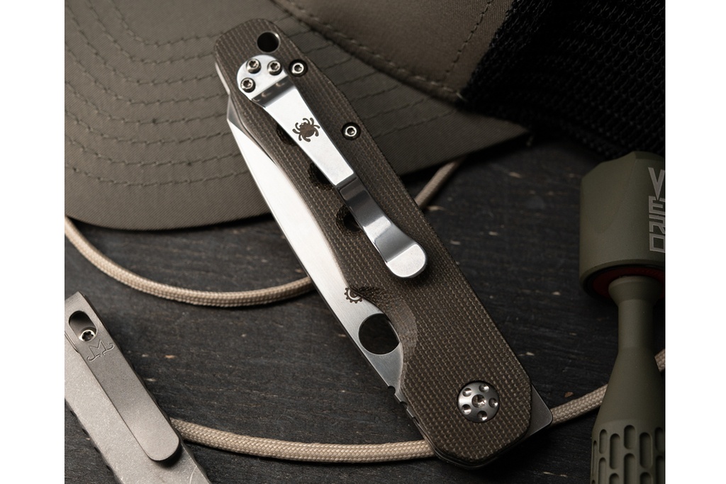 Spyderco Smock - Green Canvas Micarta - Satin CPM 20CV Blade - DLT Exclusive 