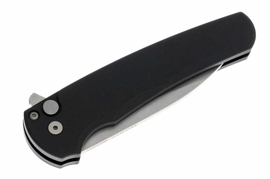 Pro-Tech Malibu Wharncliffe - Black Handle - Stonewashed Blade