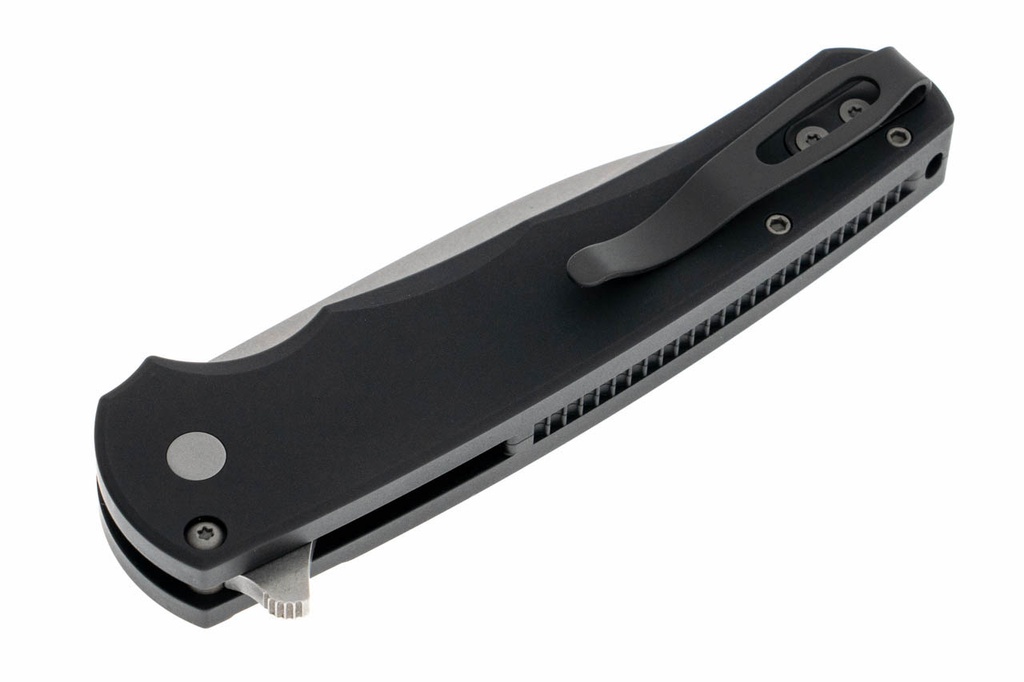 Pro-Tech Malibu Wharncliffe - Black Handle - Stonewashed Blade