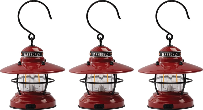 Barebones Living Edison Mini Lantern Red 3pk