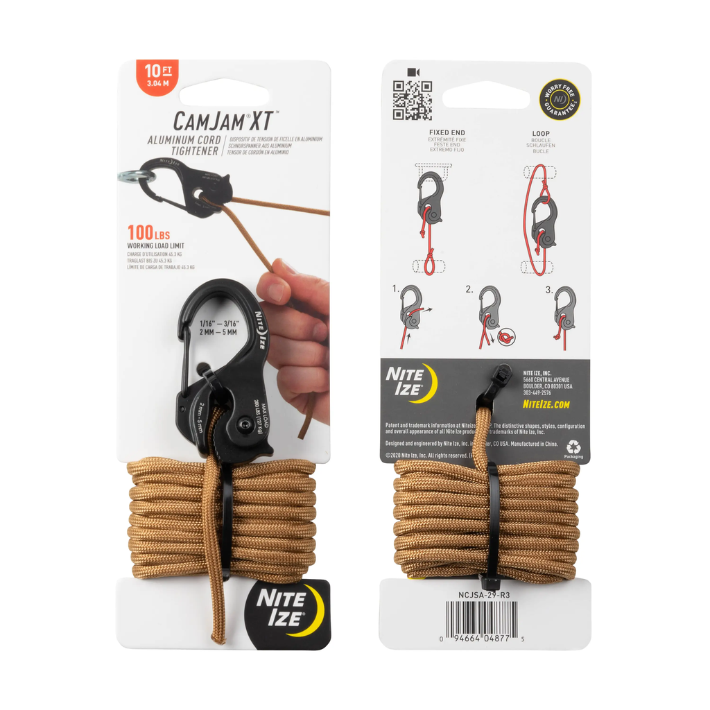 Nite Ize CamJam® XT™ Aluminum Cord Tightener - With Coyote Paracord