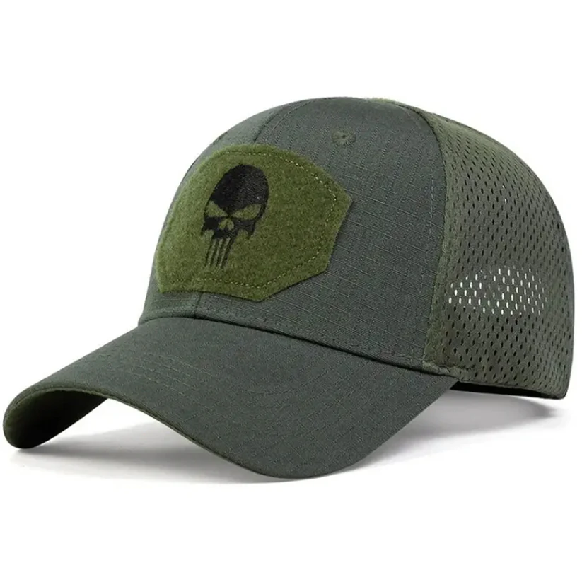 Embroidered Punisher SKull Cap - Green