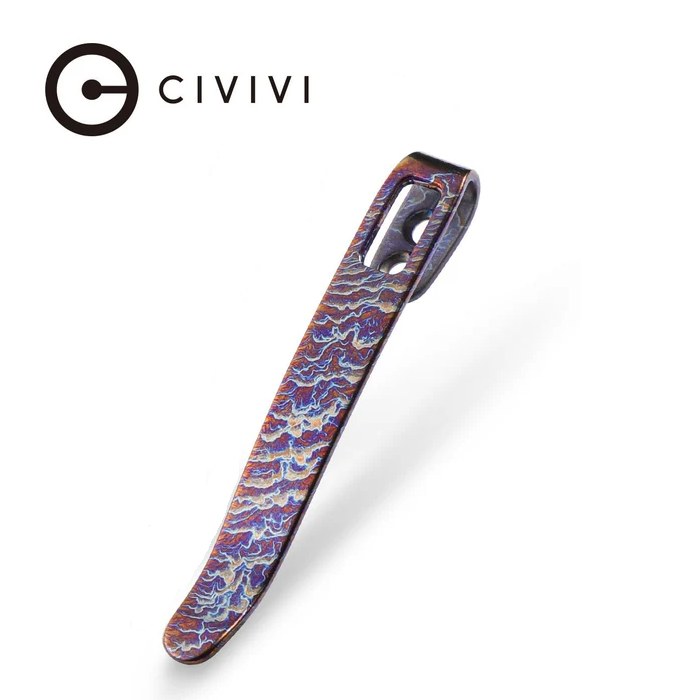 CIVIVI Flamed Blue / Purple Titanium Pocket Clip 50MM