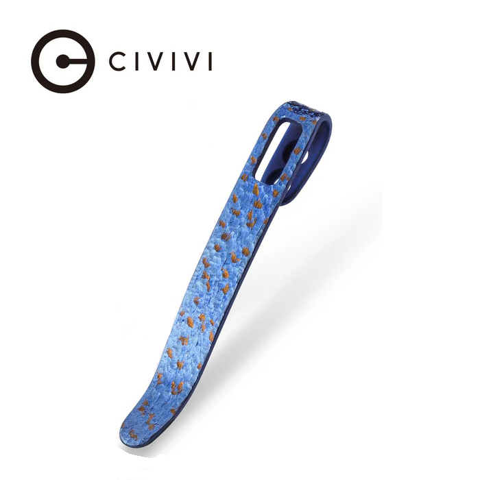 CIVIVI Flamed Blue / Golden Titanium Pocket Clip 50MM