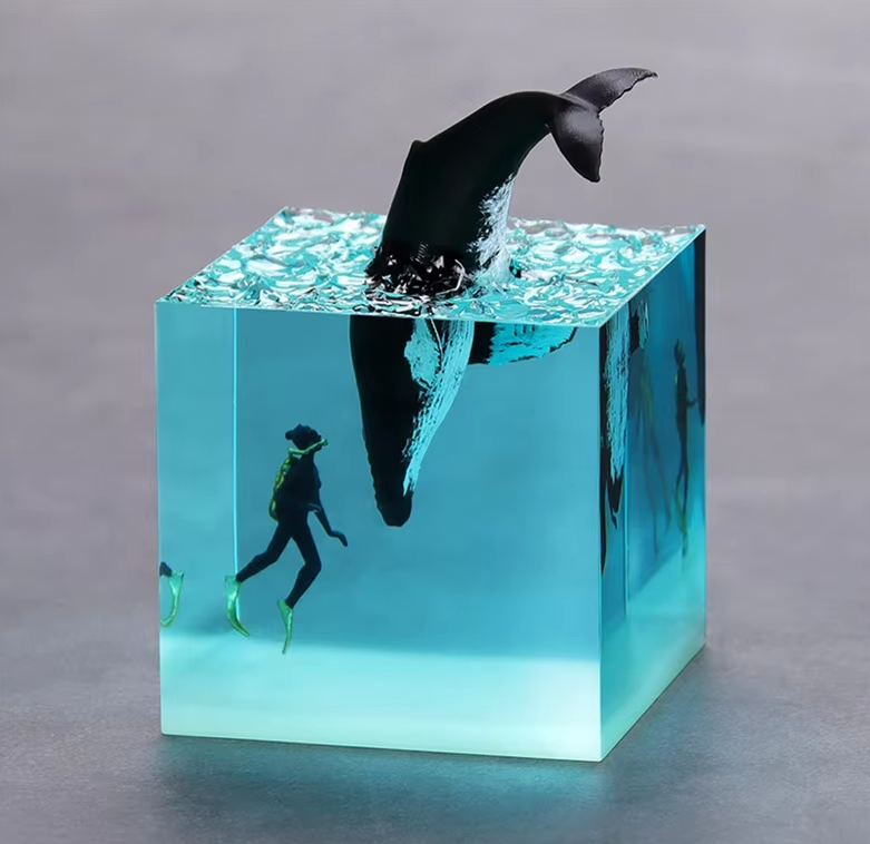 Resin Humpback Whale With Diver 