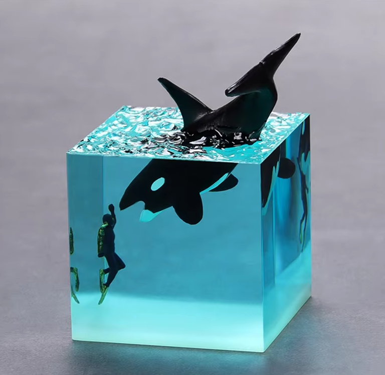 Resin Orca Whale With Diver
