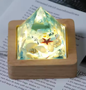 Resin Jellyfish Pyramid +Wood Base with Light 