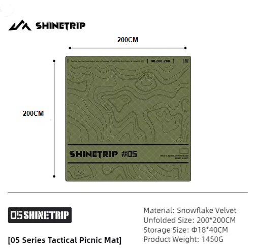 Shine trip Tactical Picnic Mat Green - Medium