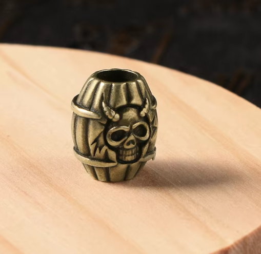 Beads Barrel With Skull - Gold