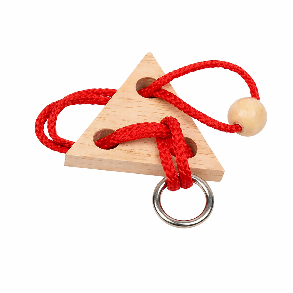 BRAIN PUZZLE Wood with rope 