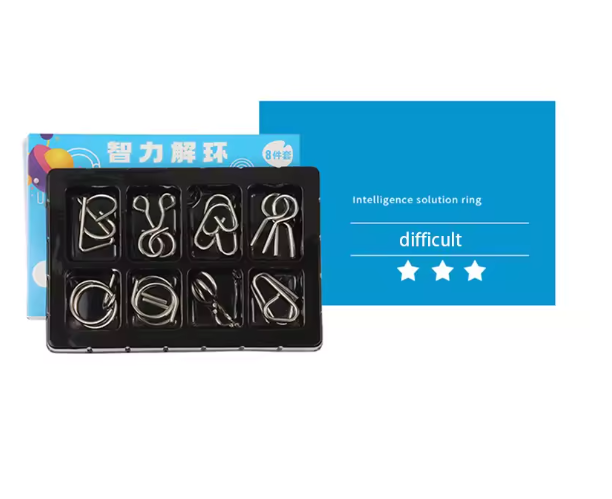 Brain Puzzle 8 PCS SET METAL Level 3